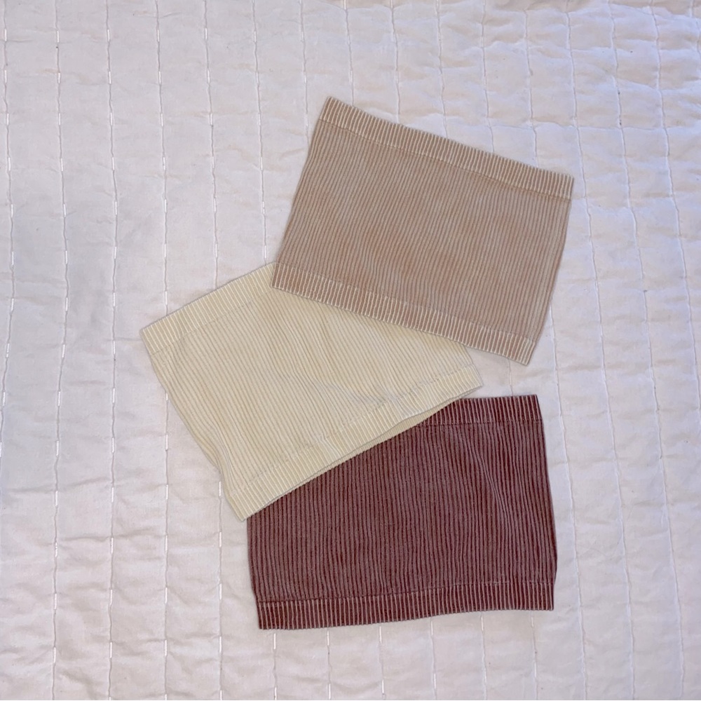 Faded ribbed bandeau tops